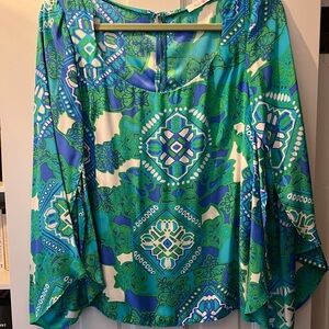 Vibrant Green and Blue Women's Top
